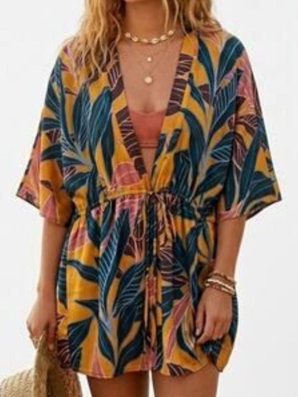 DANIEL RAINN DR2 Silky Floral Kimono Top Sz S/M